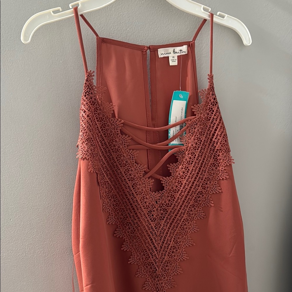 Rust Lace Trim Cami Top
